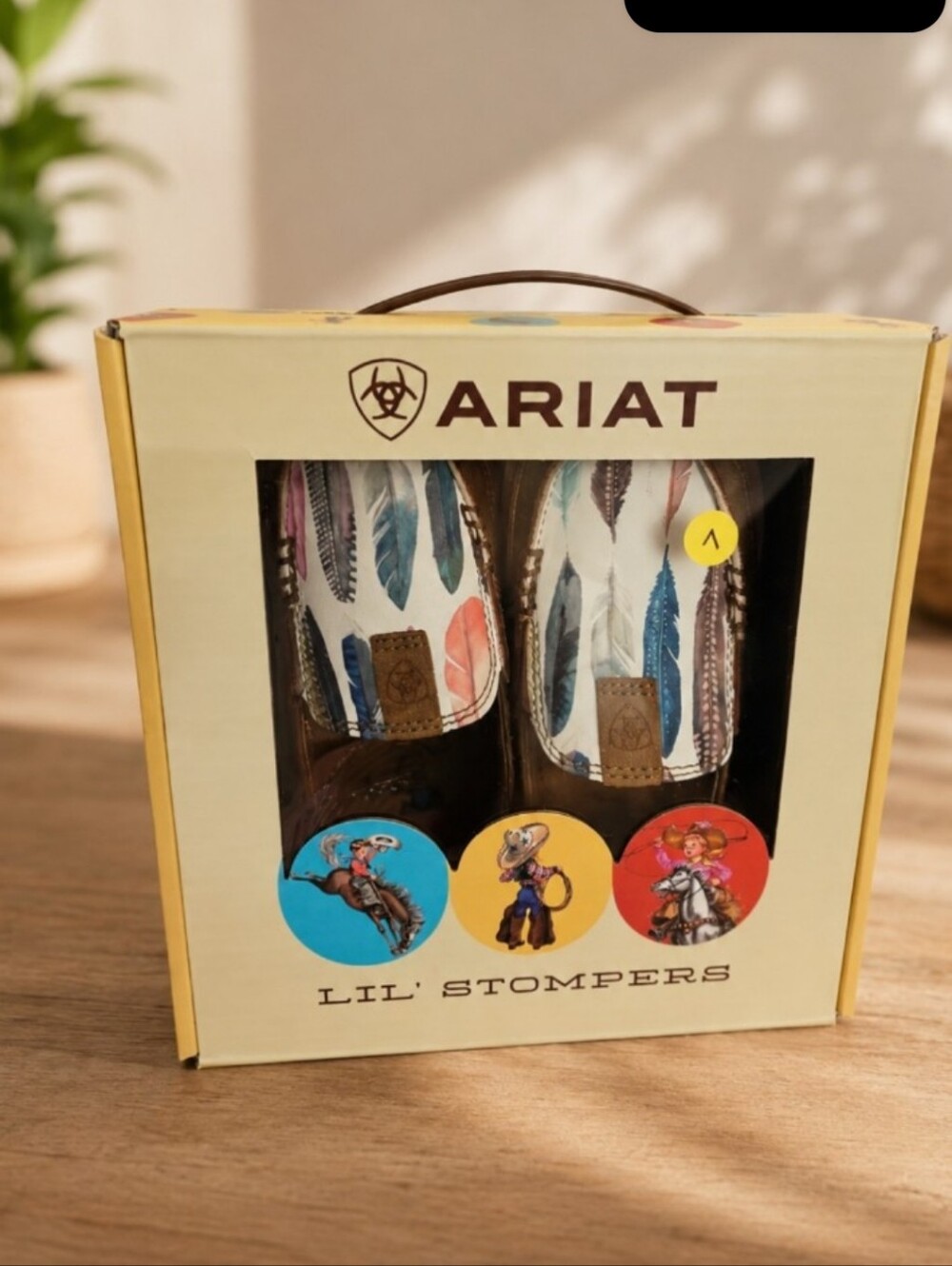 Ariat "Lil Stompers"  Toddler Western  Boots with Multicolor Feather Print